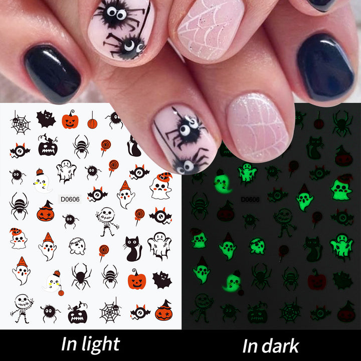 Glow-in-the-Dark Ghost Nail Art Sticker Set
