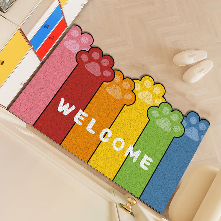Playful Cartoon Cat-Themed Welcome Mat Kalsten