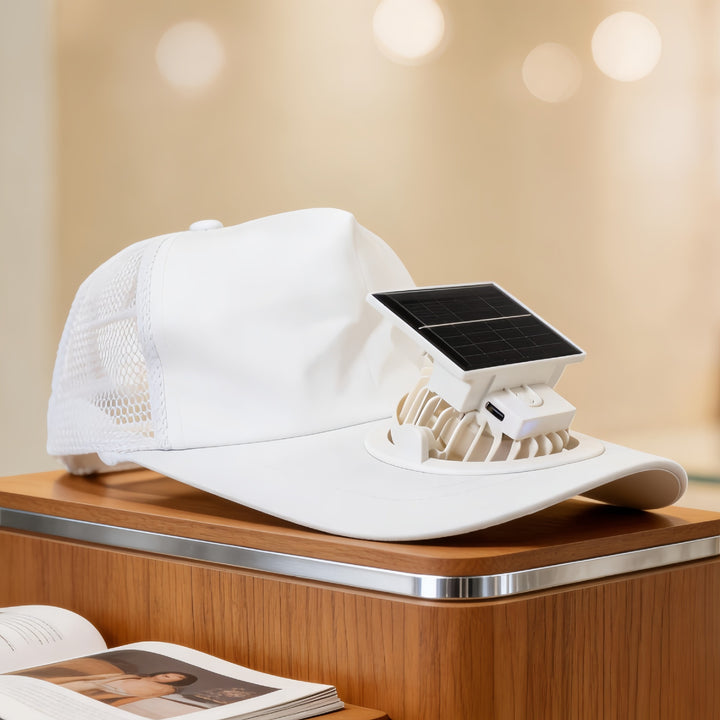 Ladies cooling cap with integrated solar fan Kalsten
