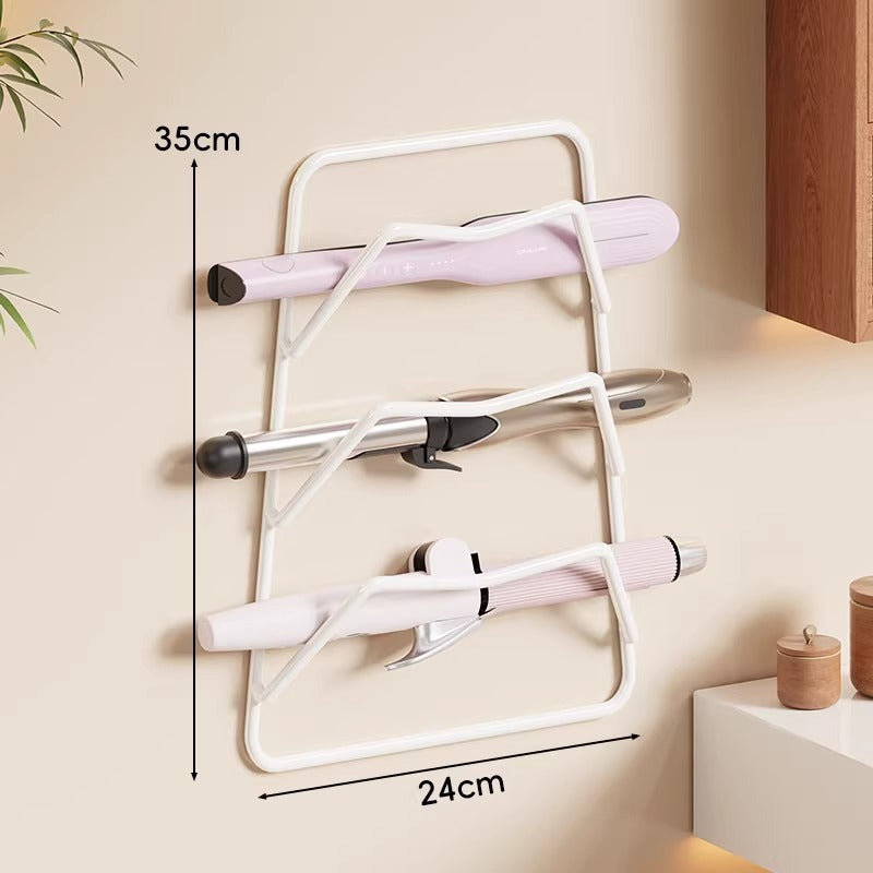Wall-Mounted Heat-Resistant Two-Tier Hair Styling Tool Holder Rack