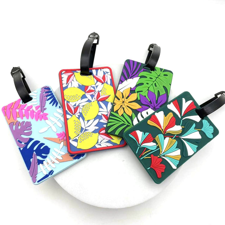 silicone tropical leaf luggage tag with embossed layered design Kalsten