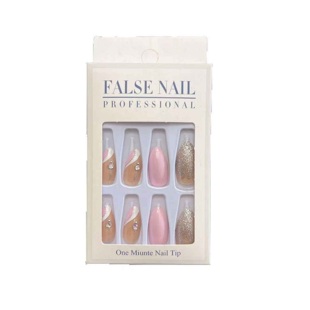 Elegant Artificial Nail Tips with Glitter Accents Kalsten