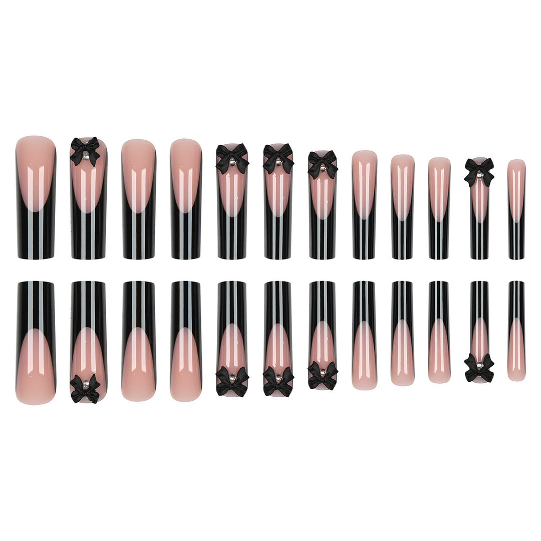Decorative Acrylic Stiletto Press-On Nails with Bow Accents Kalsten