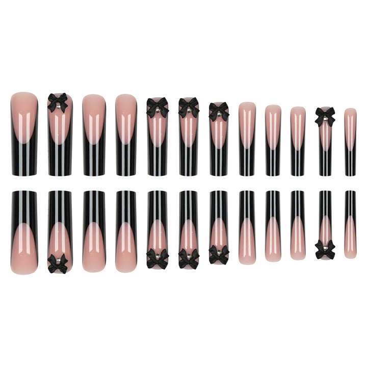 Decorative Acrylic Stiletto Press-On Nails with Bow Accents Kalsten