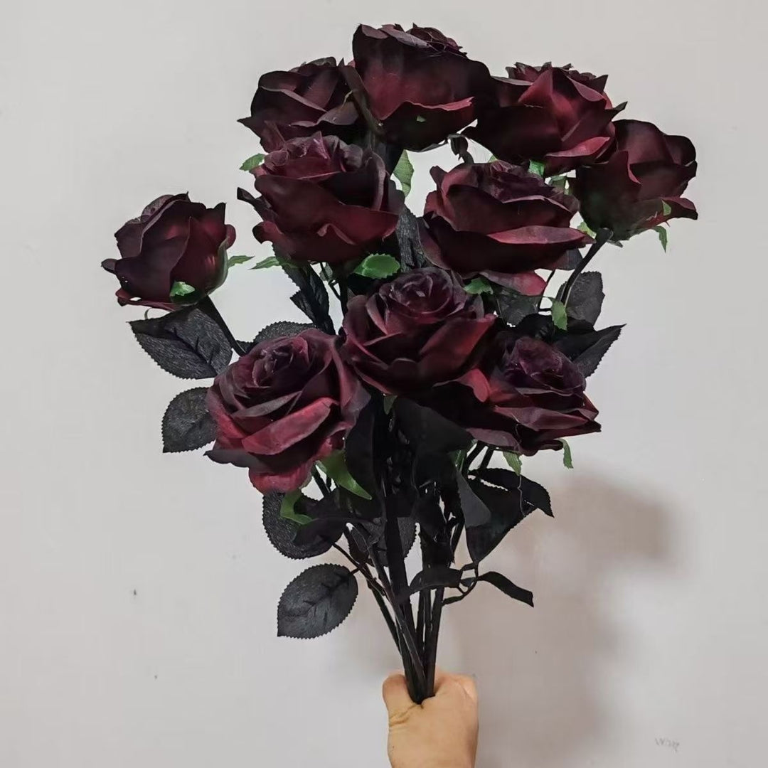 Elegant Decorative Faux Black Rose Bouquet