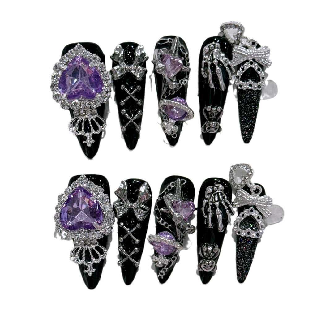 Gothic-Inspired Rhinestone Nail Art Set