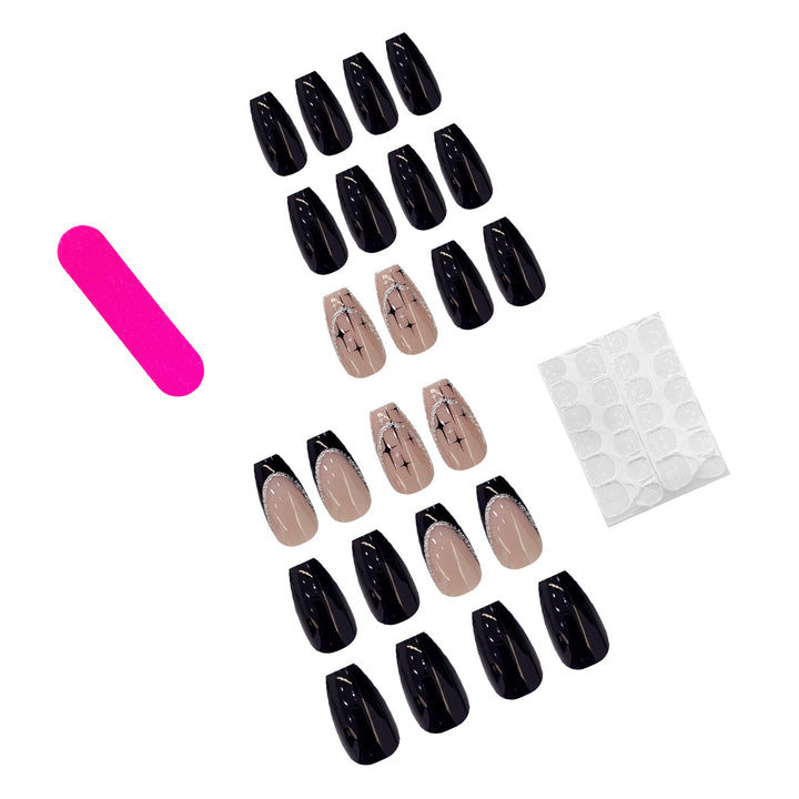 Elegant and artistic stiletto artificial nails with glitter embellishments Kalsten