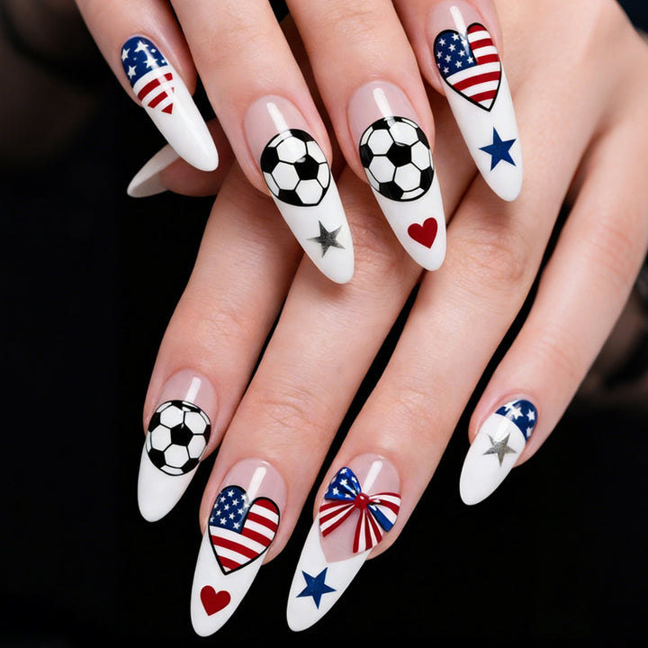 Creative Nail Art Set with Sports Motifs and Patriotic Symbols Kalsten