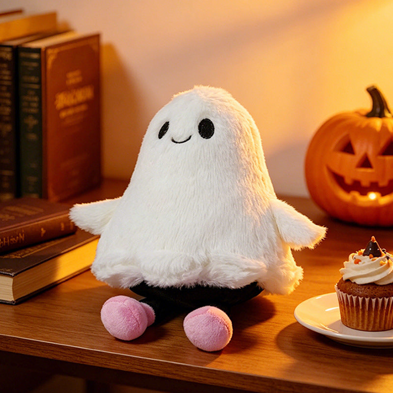 Cozy decorative pumpkin plush pillow with face and velvet feet
