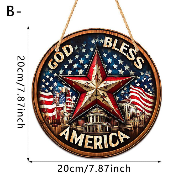 Unisex nan patriotic anniversary commemorative circular resin wall plaque with high-relief eagle Liberty Bell and Statue of Liberty personalization Kalsten