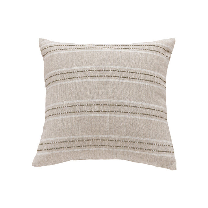 Decorative Linen-Blend Square Throw Pillow Cover with Textured Stripes