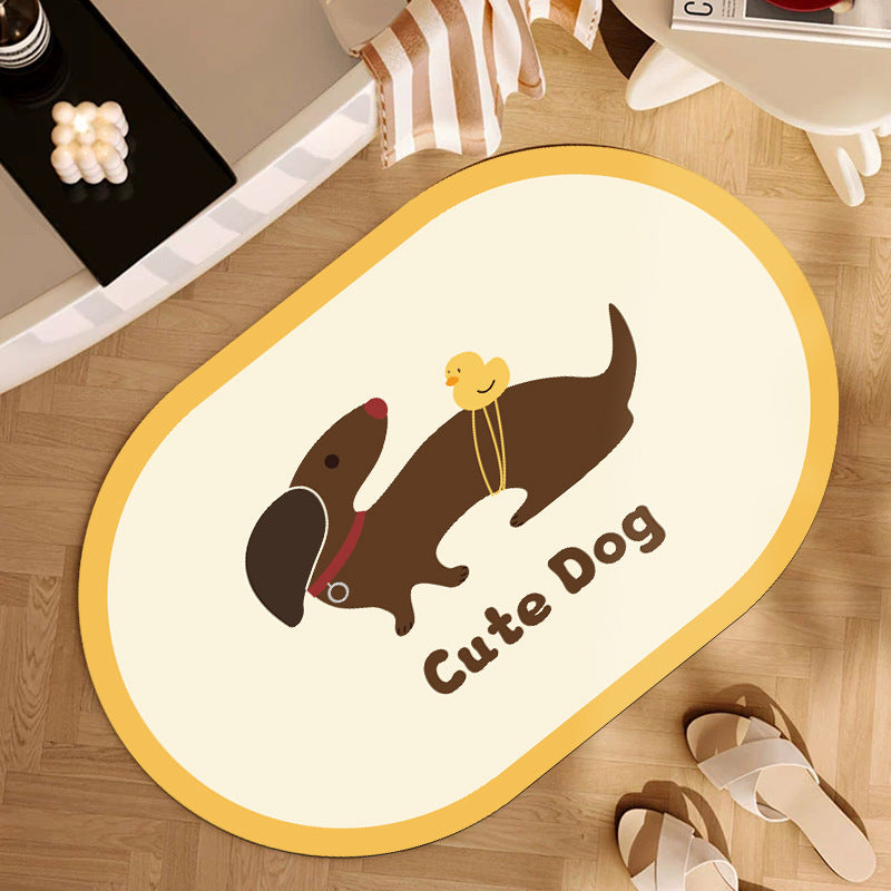 Playful Cartoon Dog-Themed Area Mat