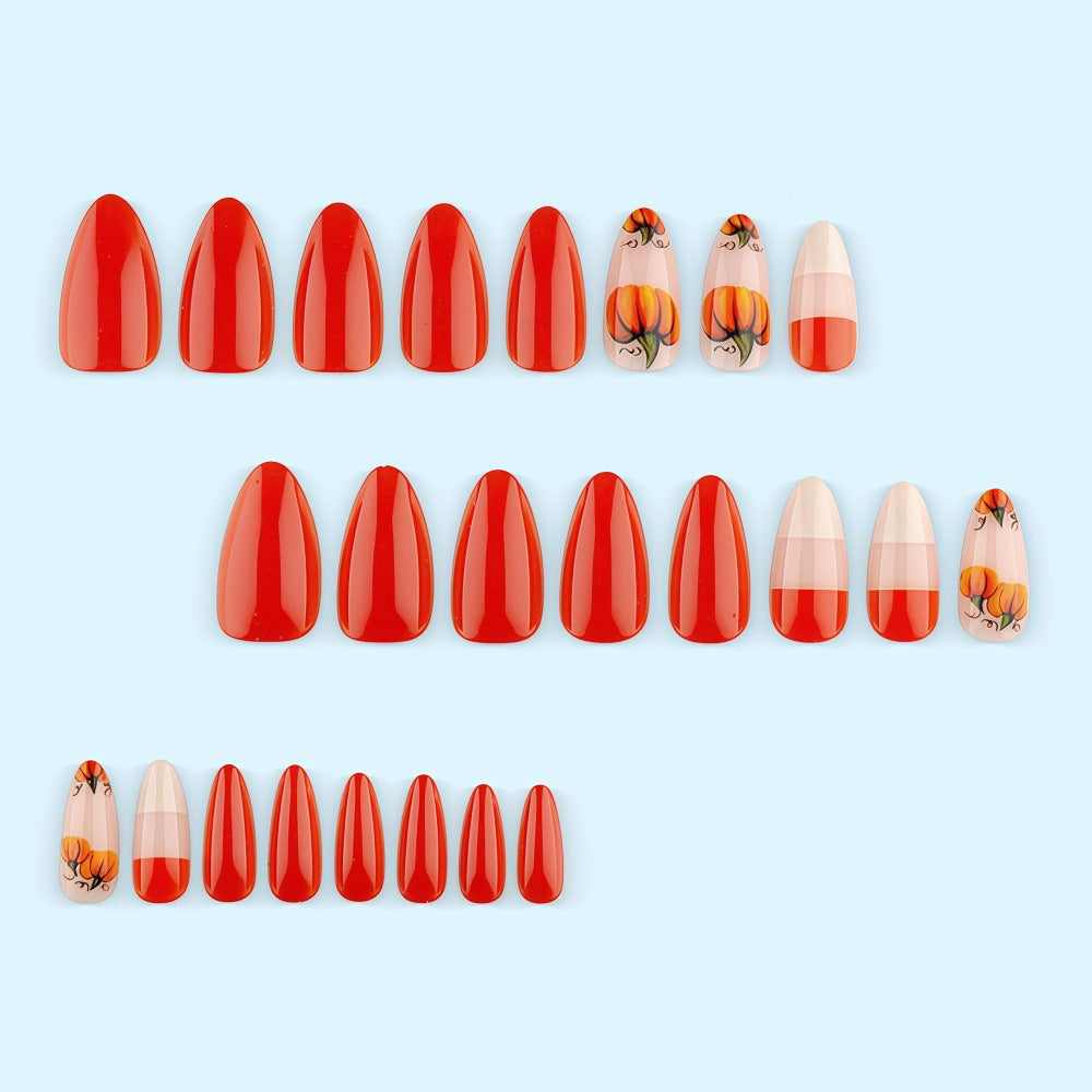 Artificial nails with autumn pumpkin design Kalsten