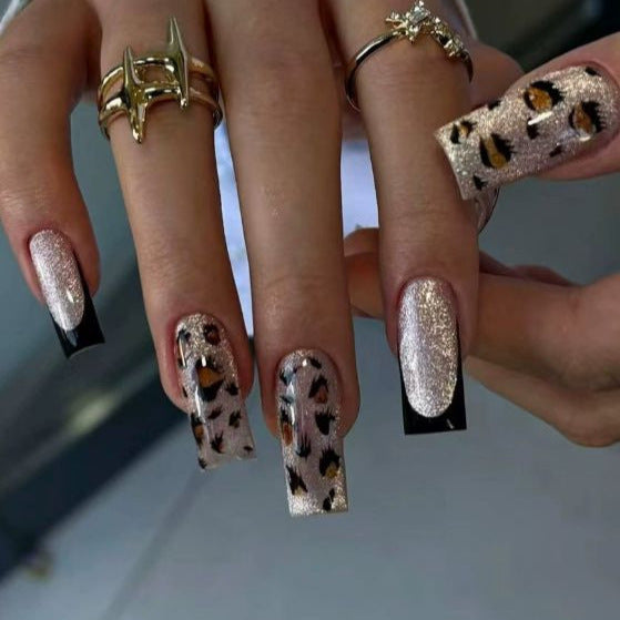 Elegant Leopard Print Nail Art Enhancements Kalsten