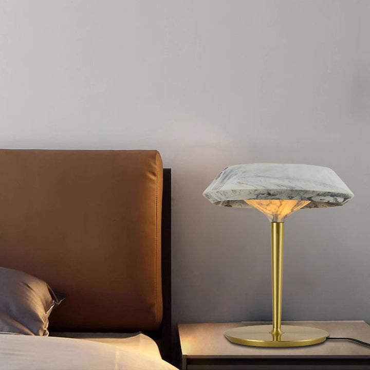 Elegant Modern Table Lamp with Marble Base and Gold Accent