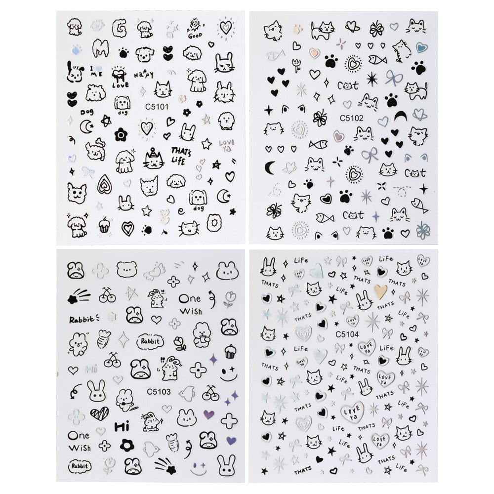 Cat-Themed Nail Art Stickers