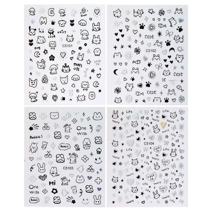 Cat-Themed Nail Art Stickers