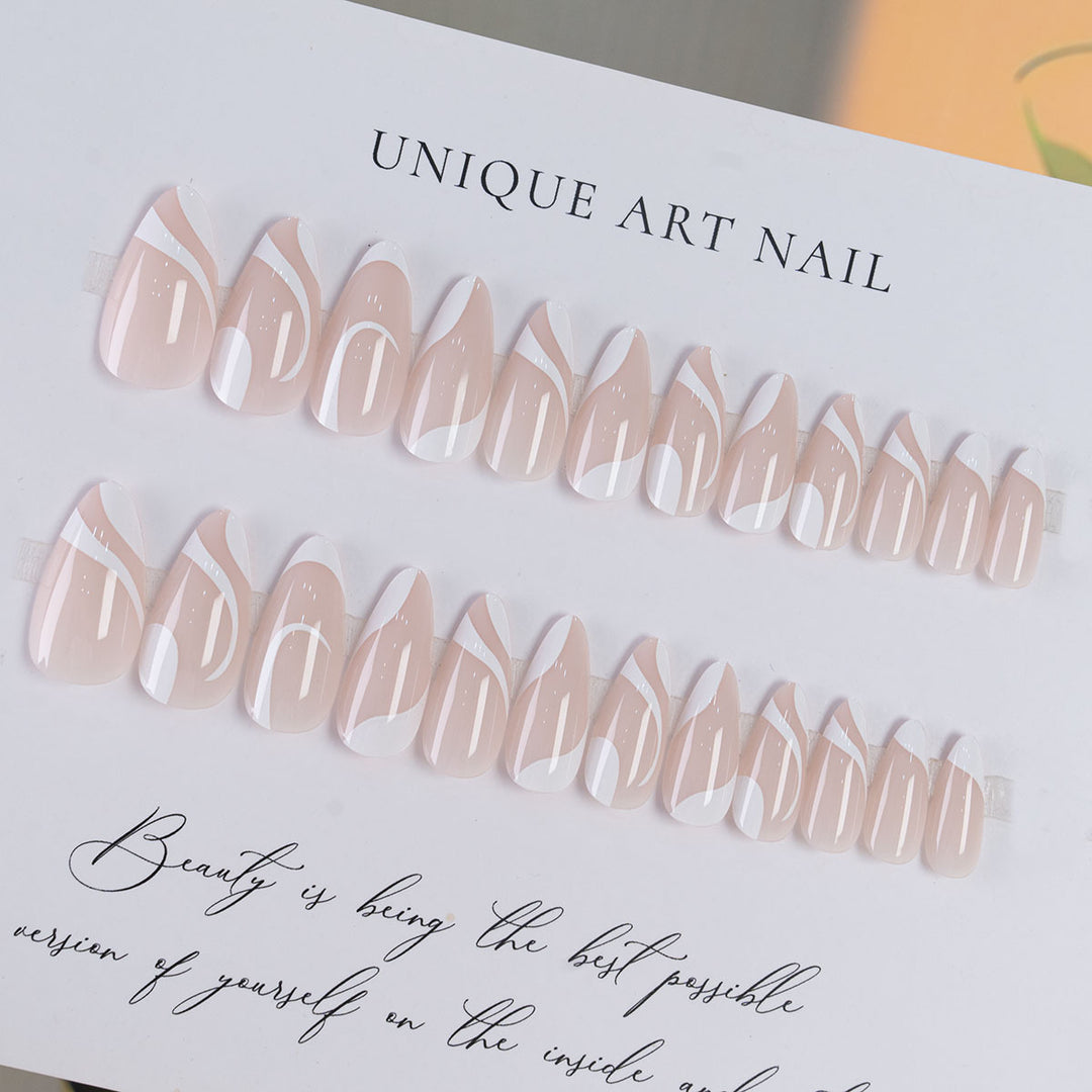 Artistic Stiletto Press-On Nails Featuring Elegant Swirl Design