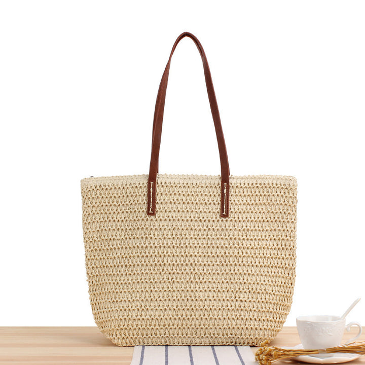 Elegant Bast handbag with leather handles Kalsten