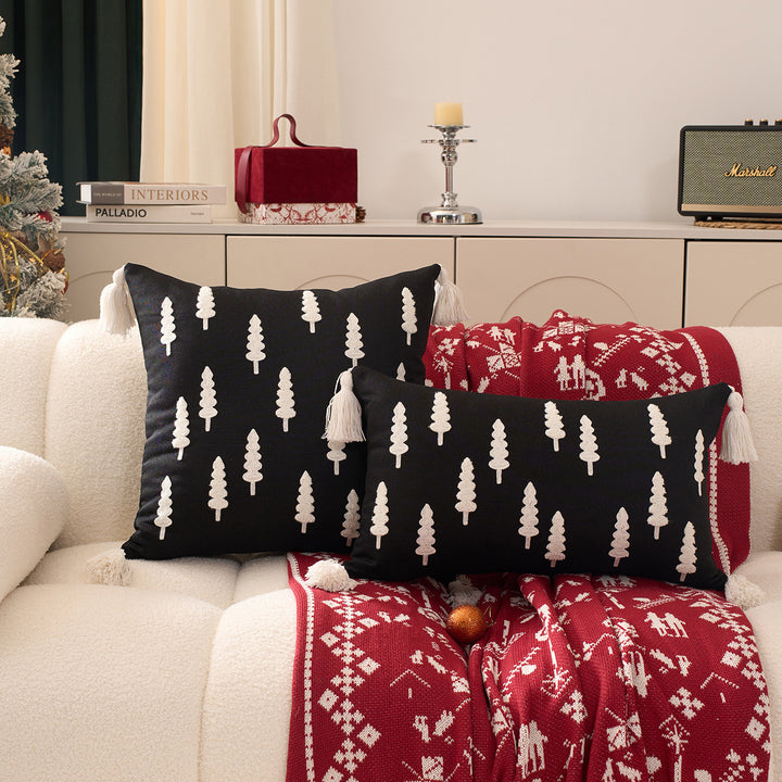 Decorative Holiday Throw Pillow Set with Tassels