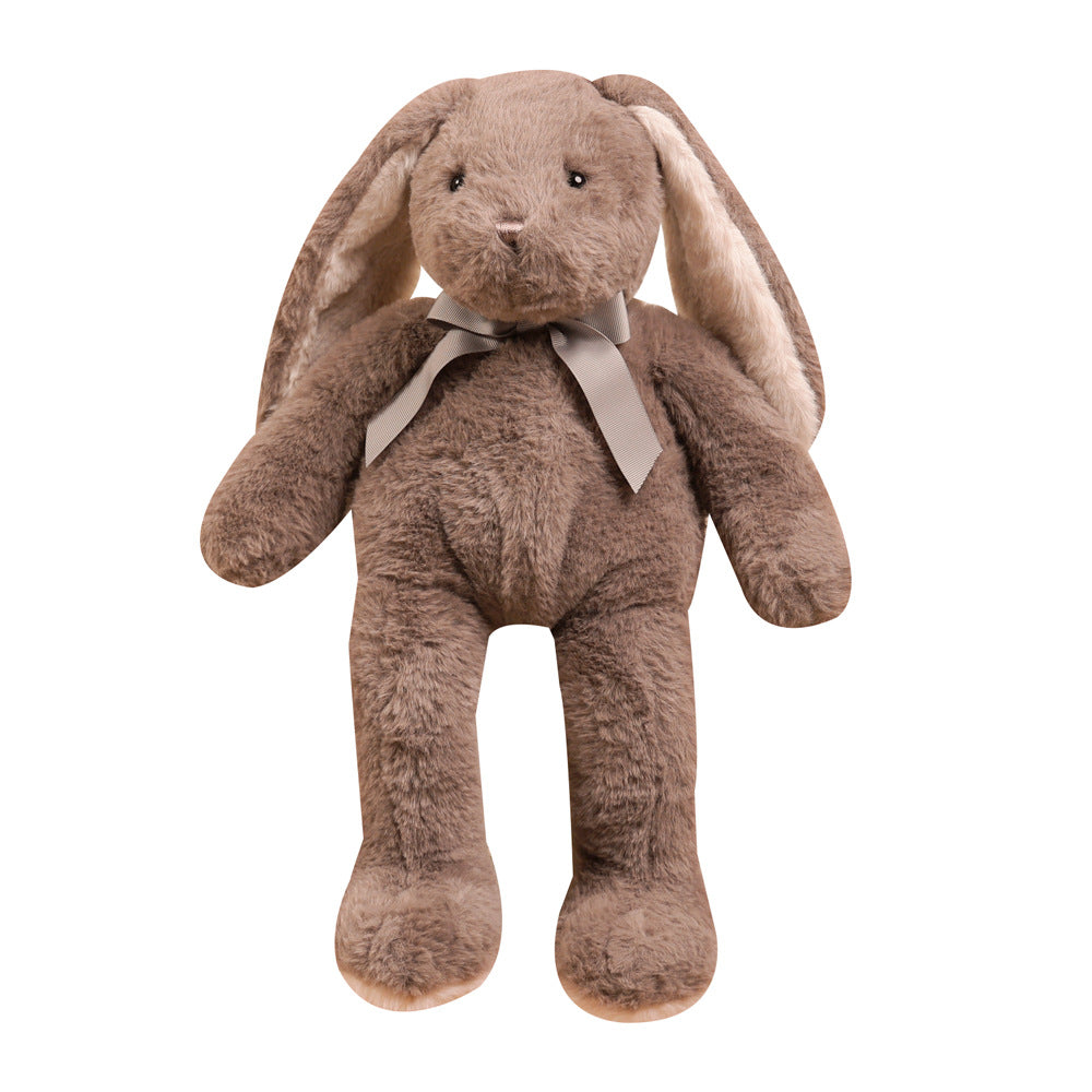 Plush Long-Eared Sitting Bunny Soft Toy with Ribbon Neck and Ultra-Soft Faux Fur Kalsten