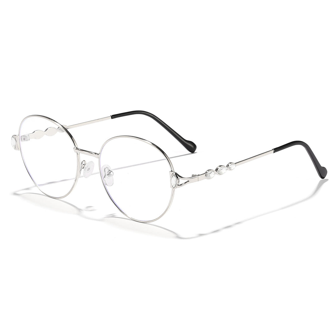 Women round sunglasses with elegant metal frame and mirrored lenses Kalsten