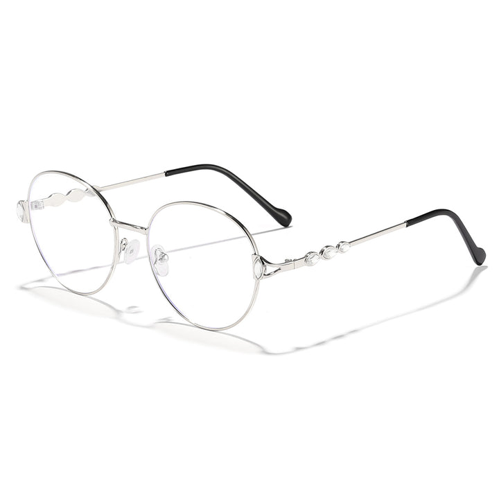 Women round sunglasses with elegant metal frame and mirrored lenses Kalsten