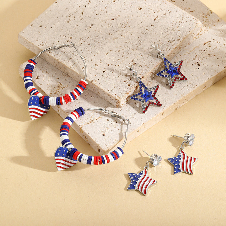 Unisex nan beaded patriotic keychain charm with MAGA letter cubes and enamel star pendant Kalsten