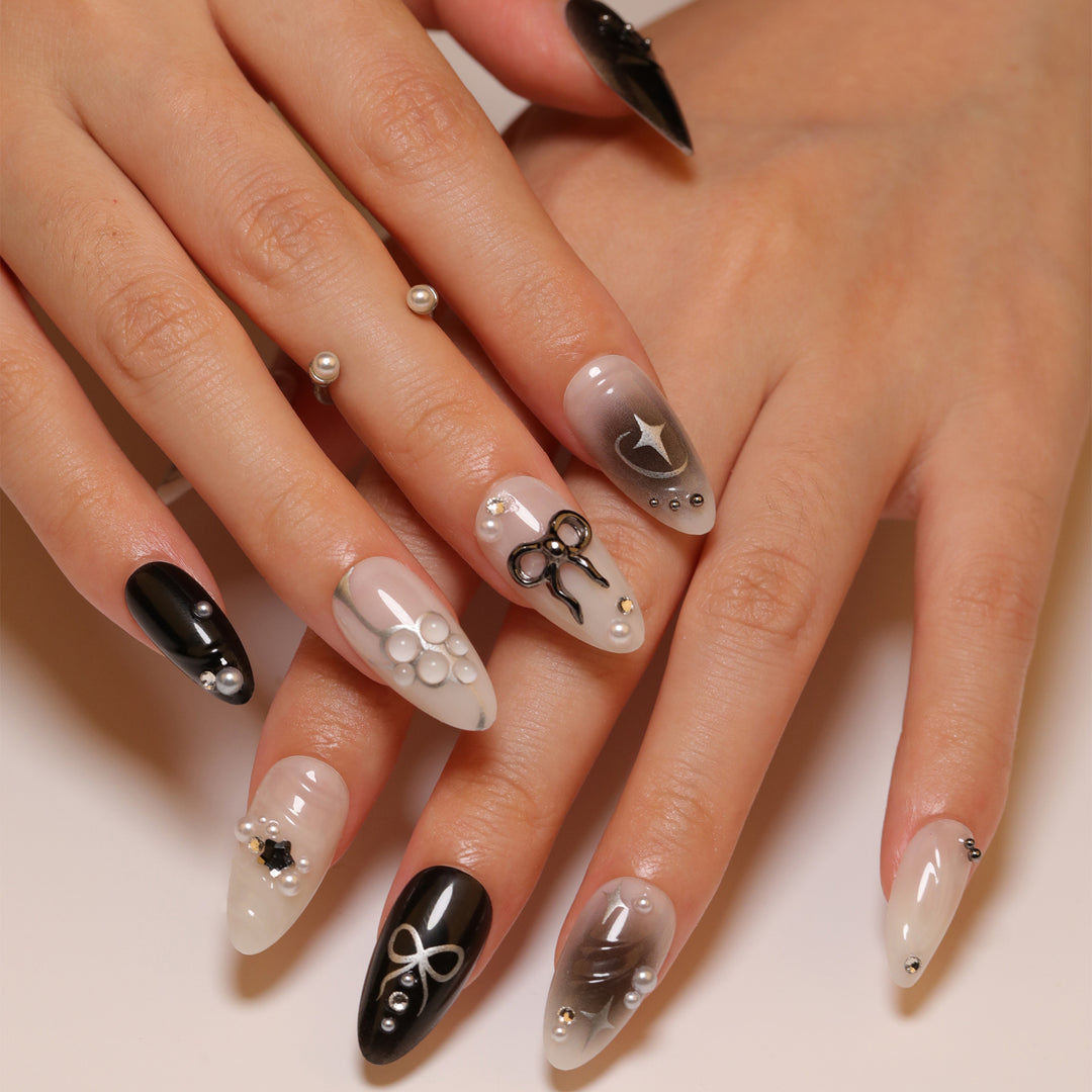 Elegant artificial nails with modern design and glitter accents Kalsten