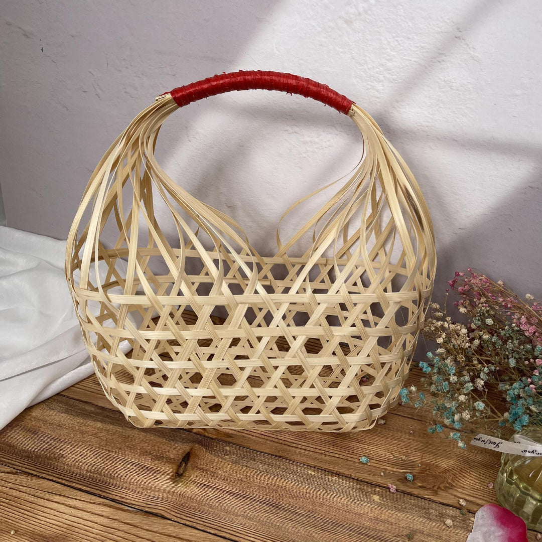 Ladies Handwoven Shopping Basket with Stylish Handle Kalsten