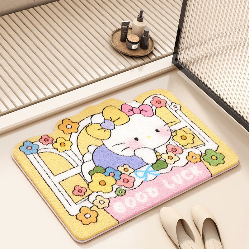Cartoon Dog-Themed Plush Bath Rug for Bathroom