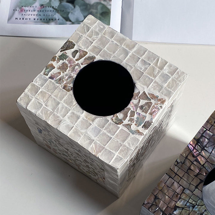 Mosaic paper bin made of natural materials Kalsten