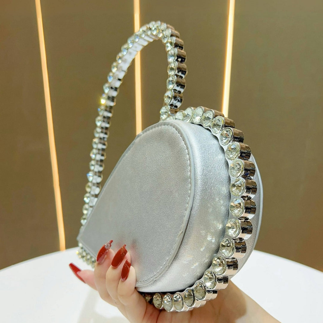 Heart-Shaped Rhinestone Handbag