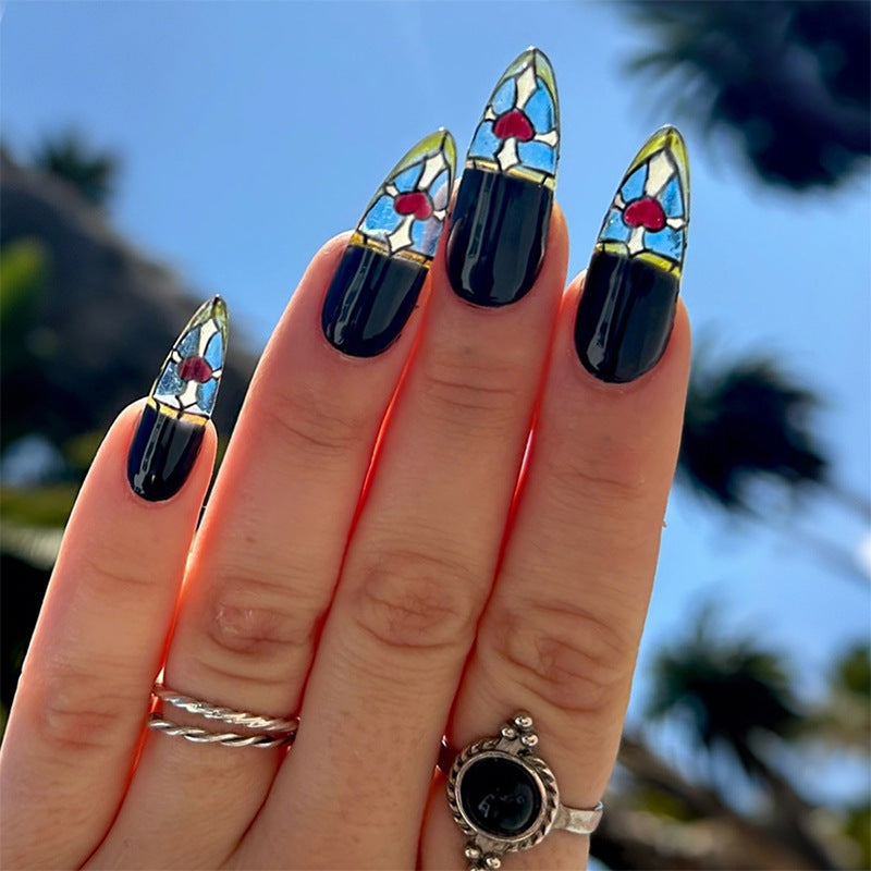 Elegant Stained Glass Press-On Nails Kalsten