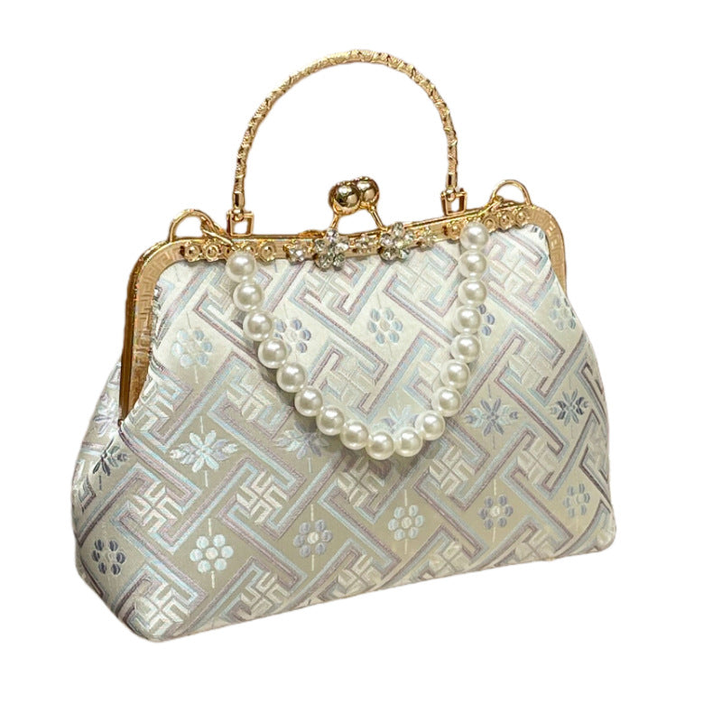 Elegant Pearl-Accented Evening Handbag