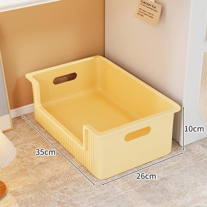 Low-Profile Under-Bed Plastic Open-Front Storage Drawer with Cutout Handles