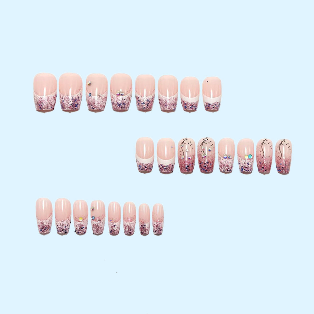 Glittering artificial nails with elegant tip and sparkling accents Kalsten