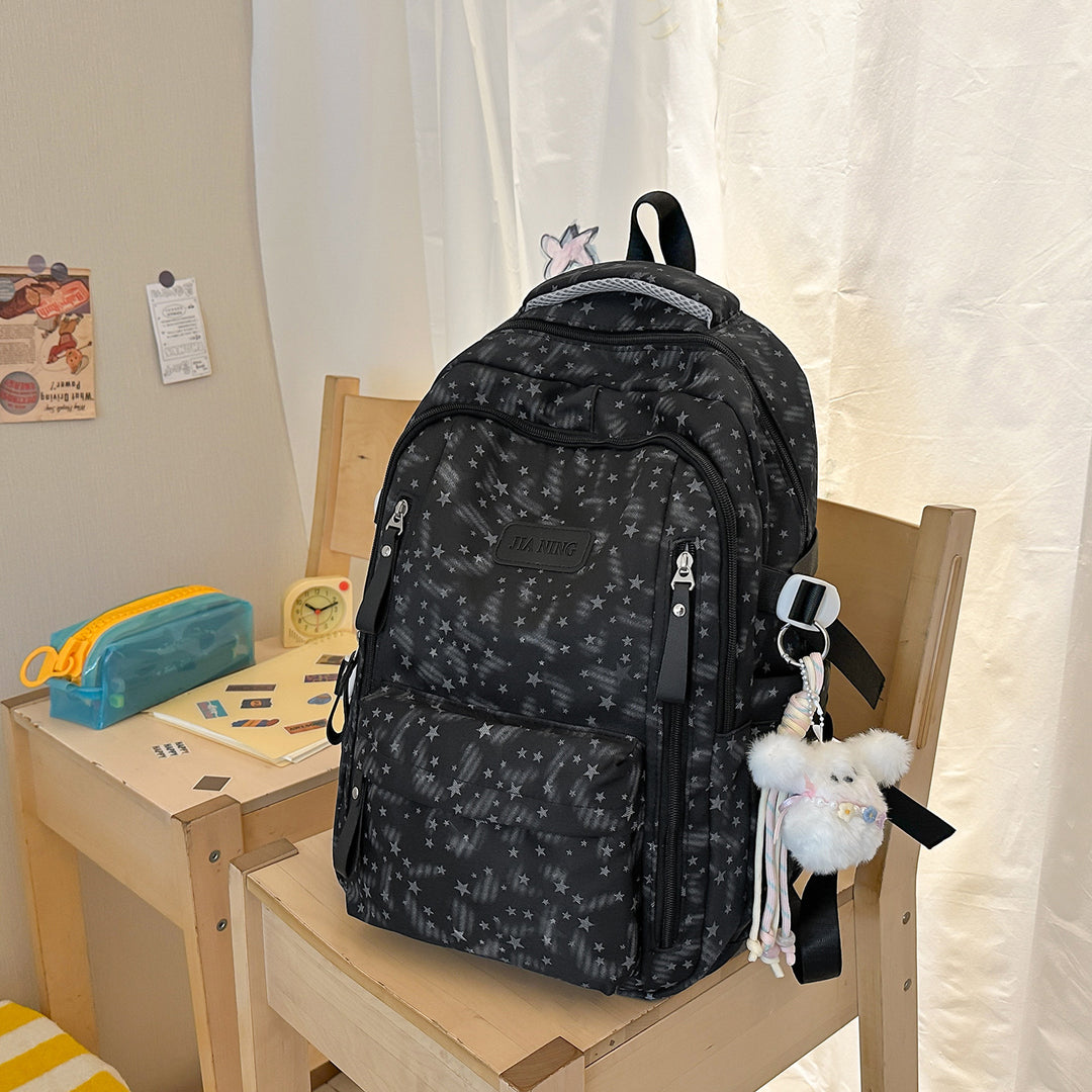 Stylish Multi-Compartment Star-Embellished Backpack Kalsten