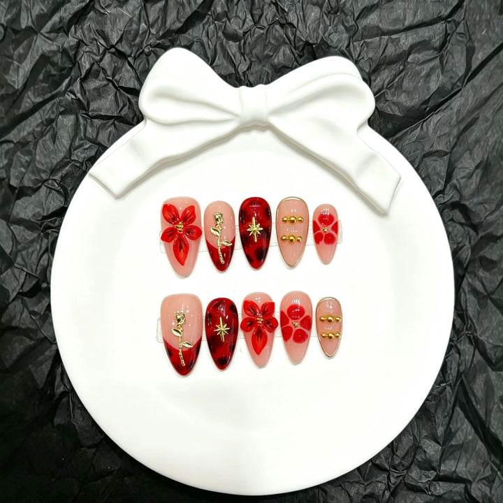 Artistic Floral Design Press-On Nail Art
