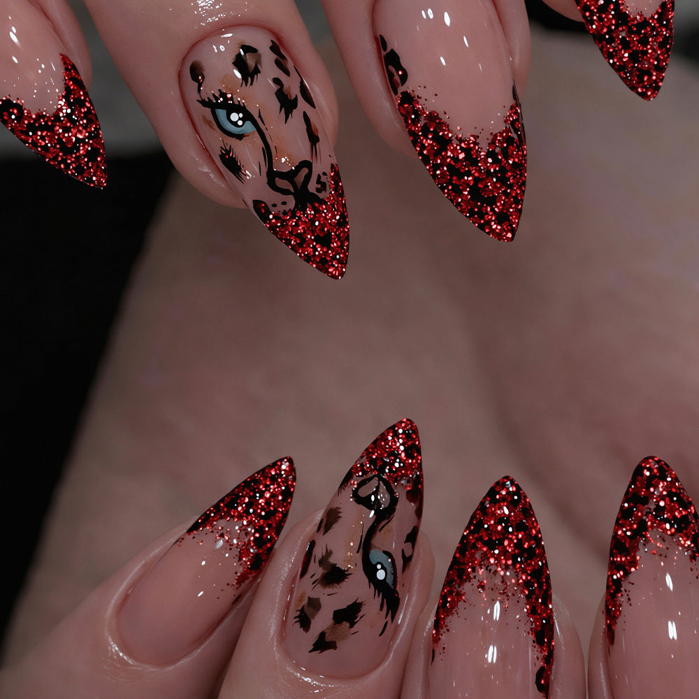 Creative Nail Art Set with Leopard Pattern and Glitter Kalsten