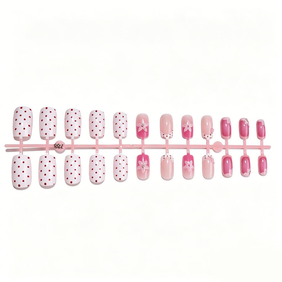 Acrylic nail set with romantic flower design Kalsten