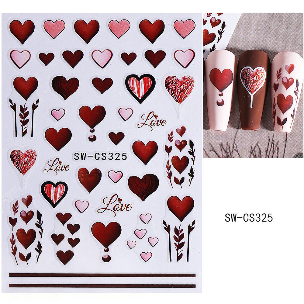 Floral Heart Themed Nail Art Stickers