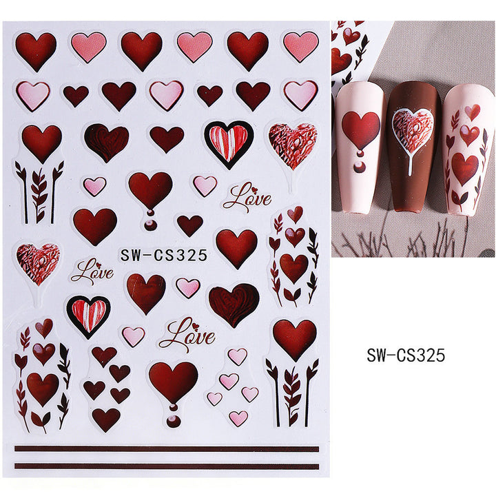 Floral Heart Themed Nail Art Stickers