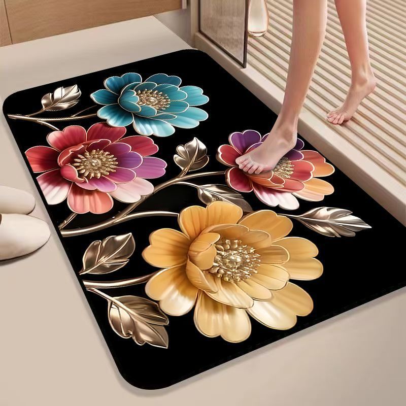 Floral Design Non-Slip Bath Mat Kalsten