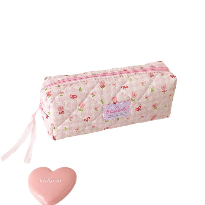 Quilted Floral Pattern Pencil Case