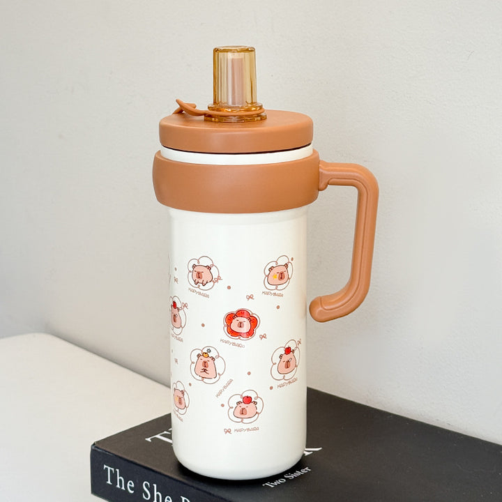Ladies Insulated Water Bottle with Practical Carry Handle and Fun Animal Design Kalsten