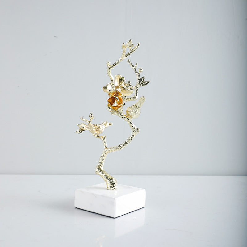 Elegant Bird and Floral Decorative Sculpture