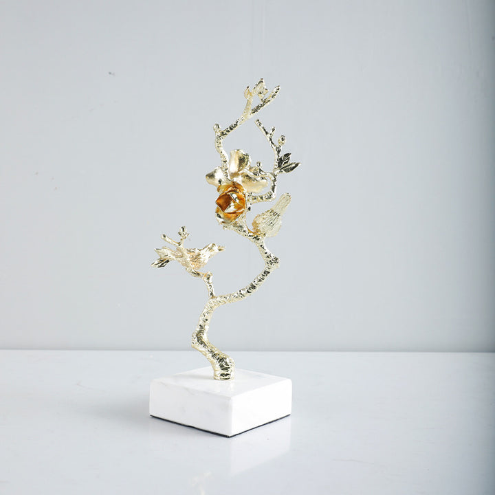 Elegant Bird and Floral Decorative Sculpture