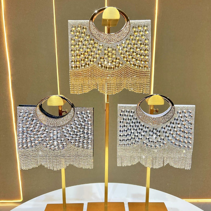 Rhinestone Fringe Evening Clutch