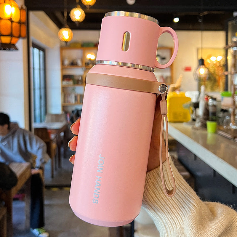 Women's insulated stainless steel drinking bottle with foldable cup Kalsten